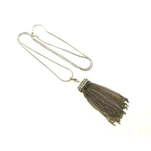 KENDRA SCOTT Color Bar Rhodium Plated Tassel Charm Necklace